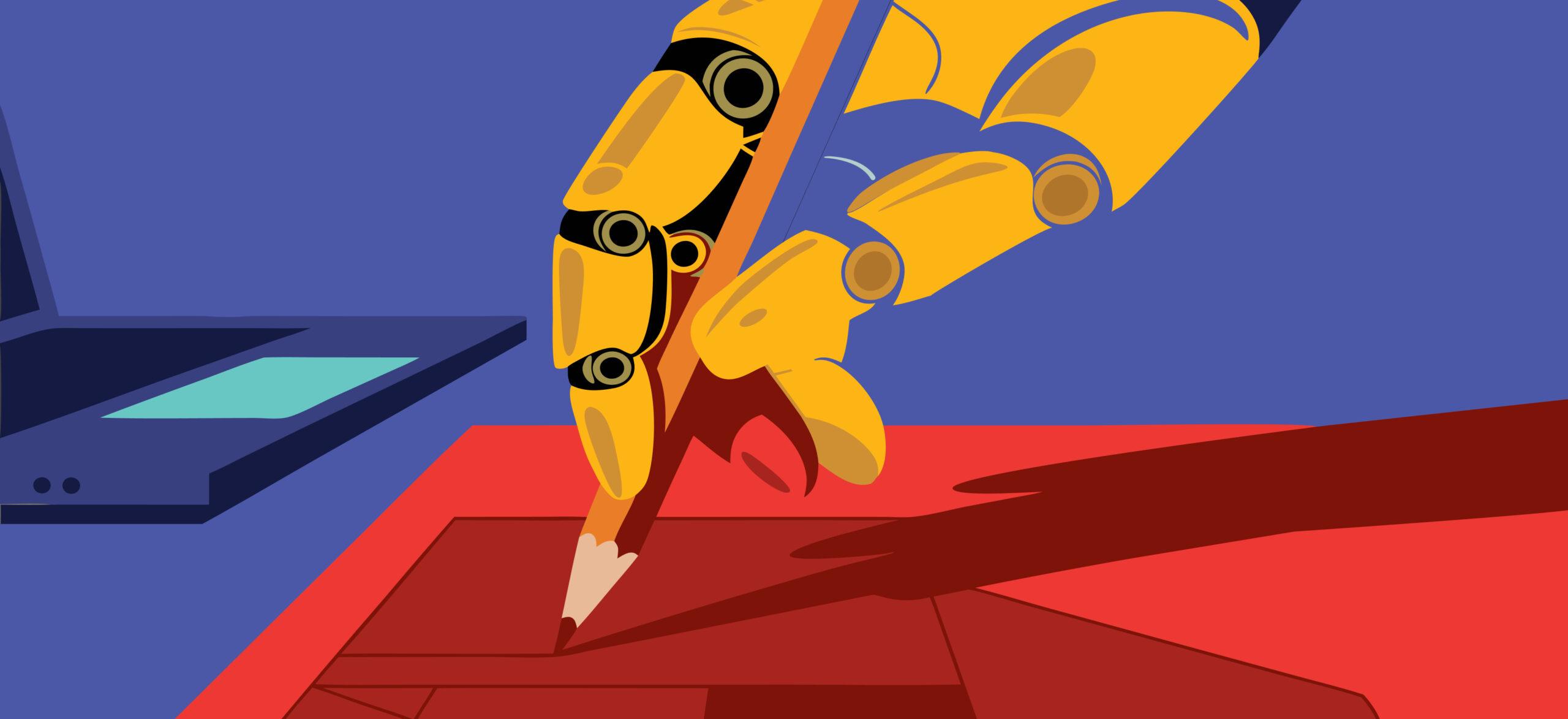 robotic hand holding pencil